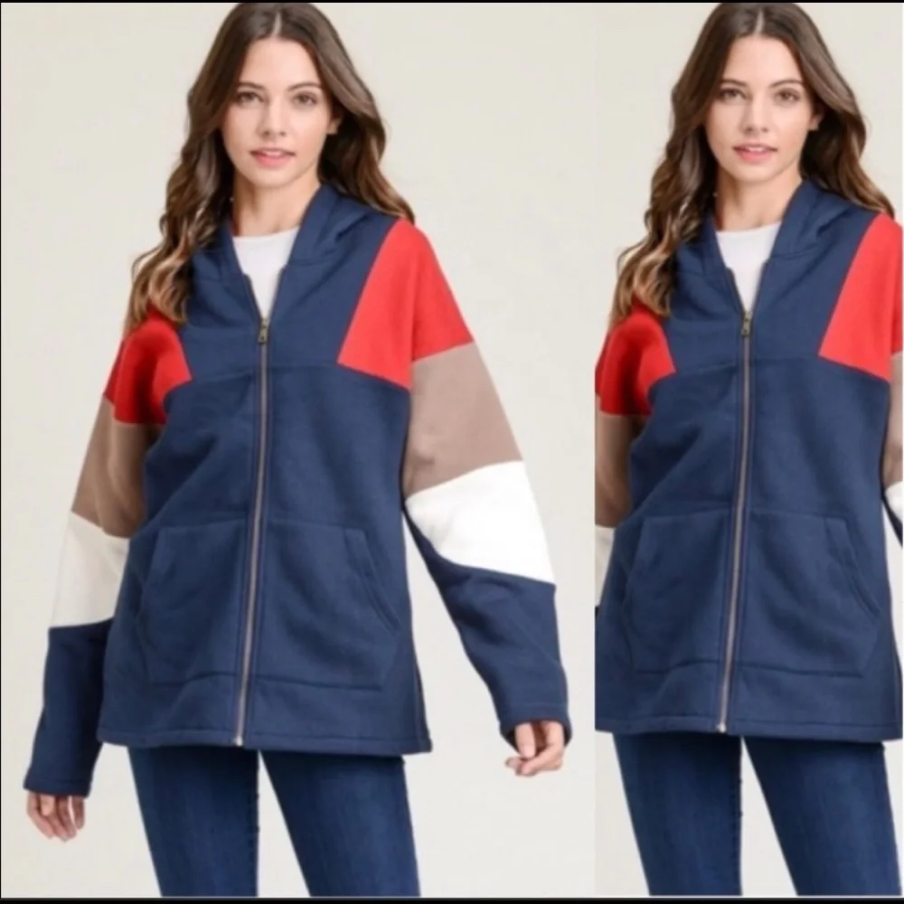 JODIFL Navy Color-block Jacket- Various Sizes - Picture 1 of 4